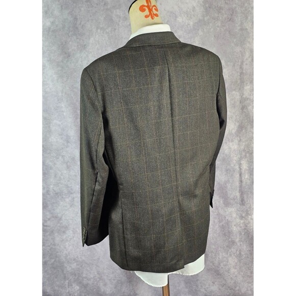 Polo University Mens 40S Brown Widowpane 2-Btn Blazer Jacket Sport Coat Wool EUC - Picture 4 of 12